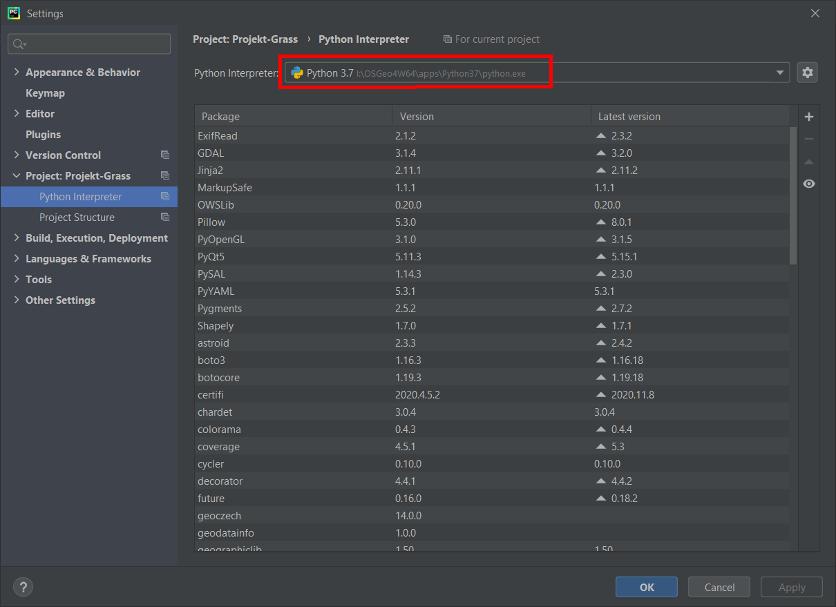 Pycharm nastavení interpretoru