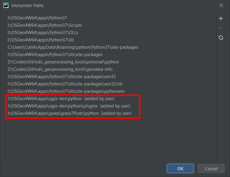 Pycharm nastavení doplňkových cest pro interpetor